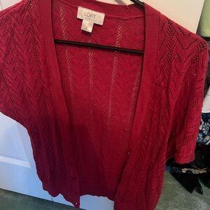 LOFT Women's Deep Red Cardigan